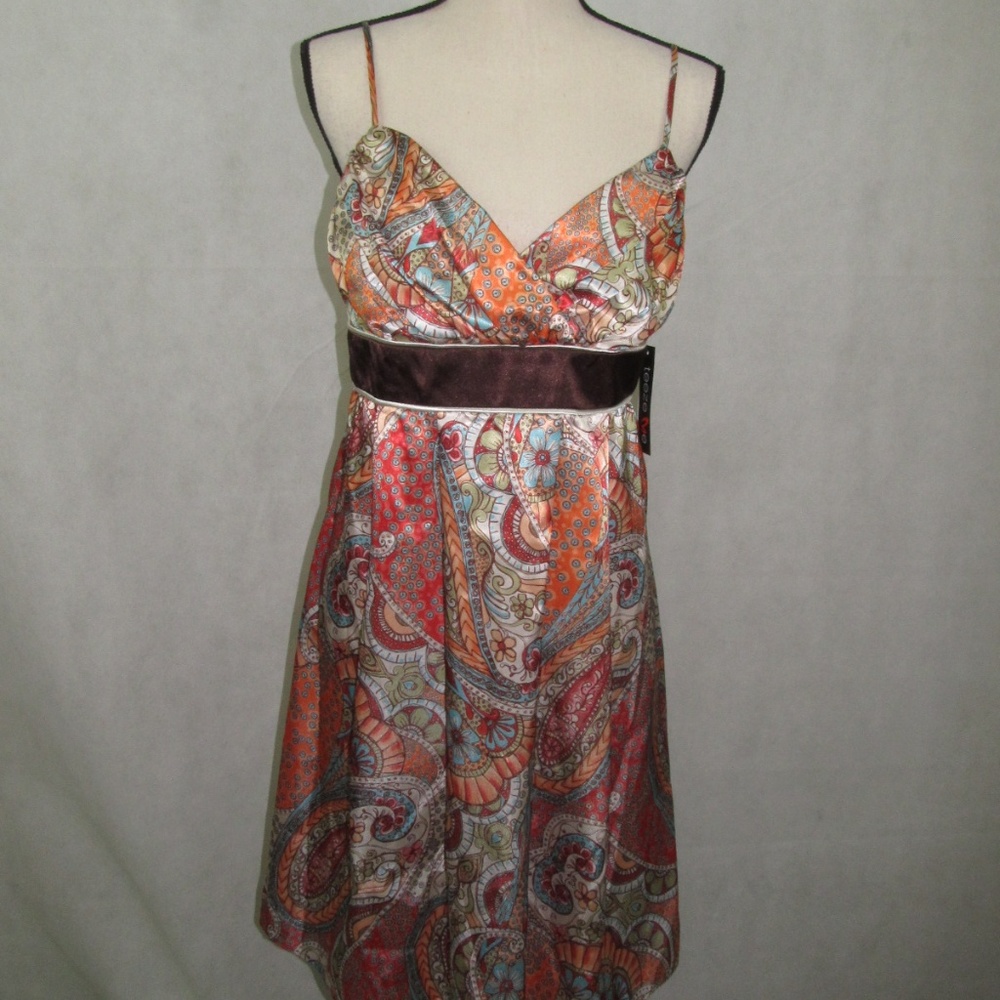 TeezMe Strap Dress Size 13 Multi Color Sash Floral